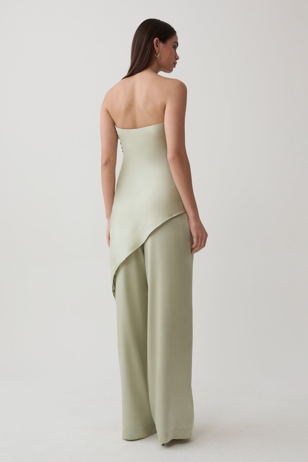 Kayla Silk Blend Straight Leg Pants - Sage