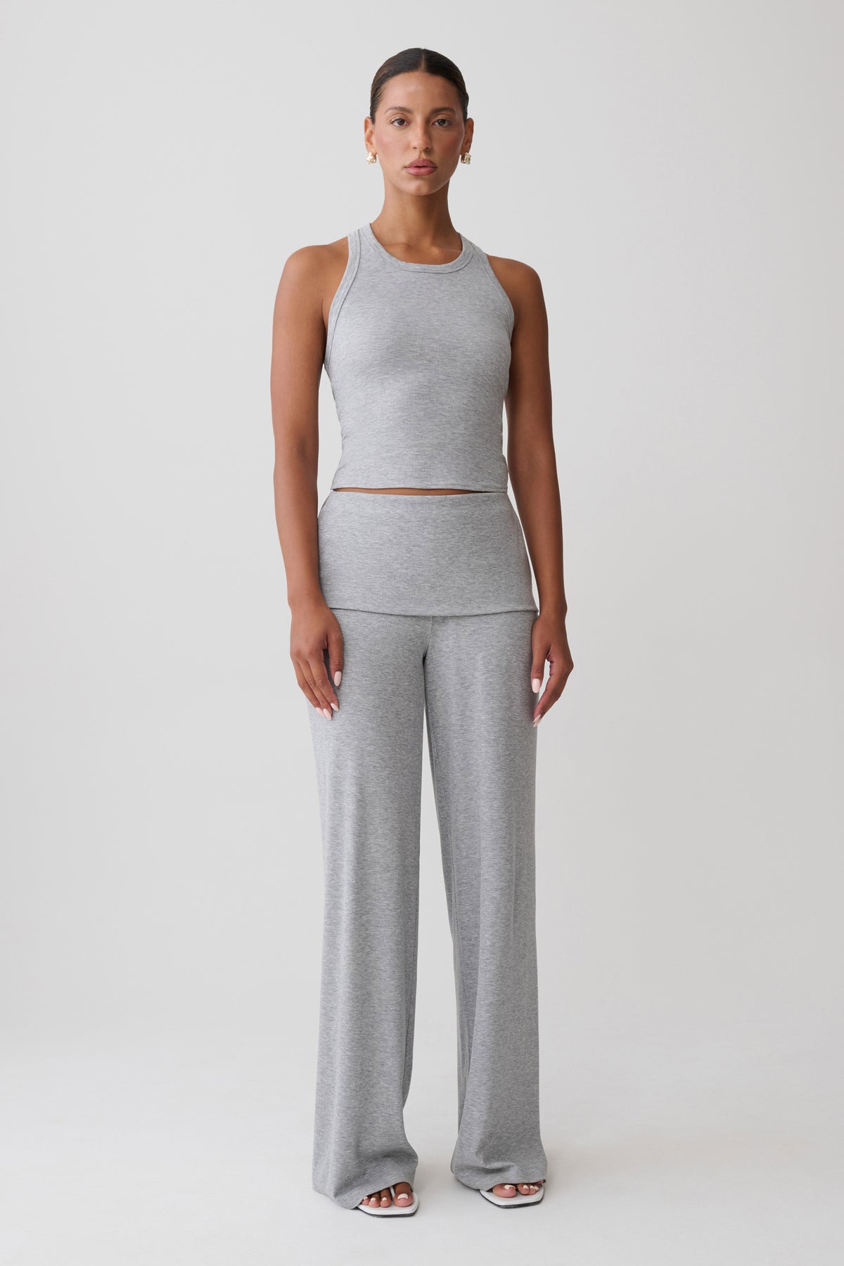 Evadne Elasticated Pants - Grey Marle