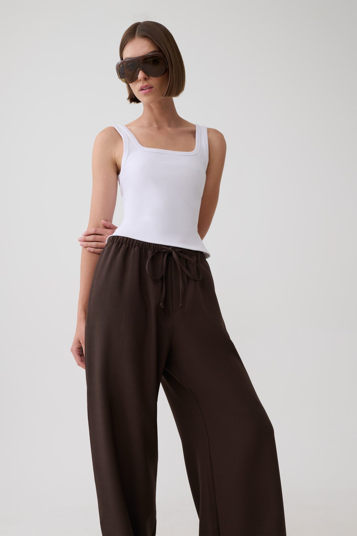 Sherry Straight Leg Suiting Pant - Chocolate