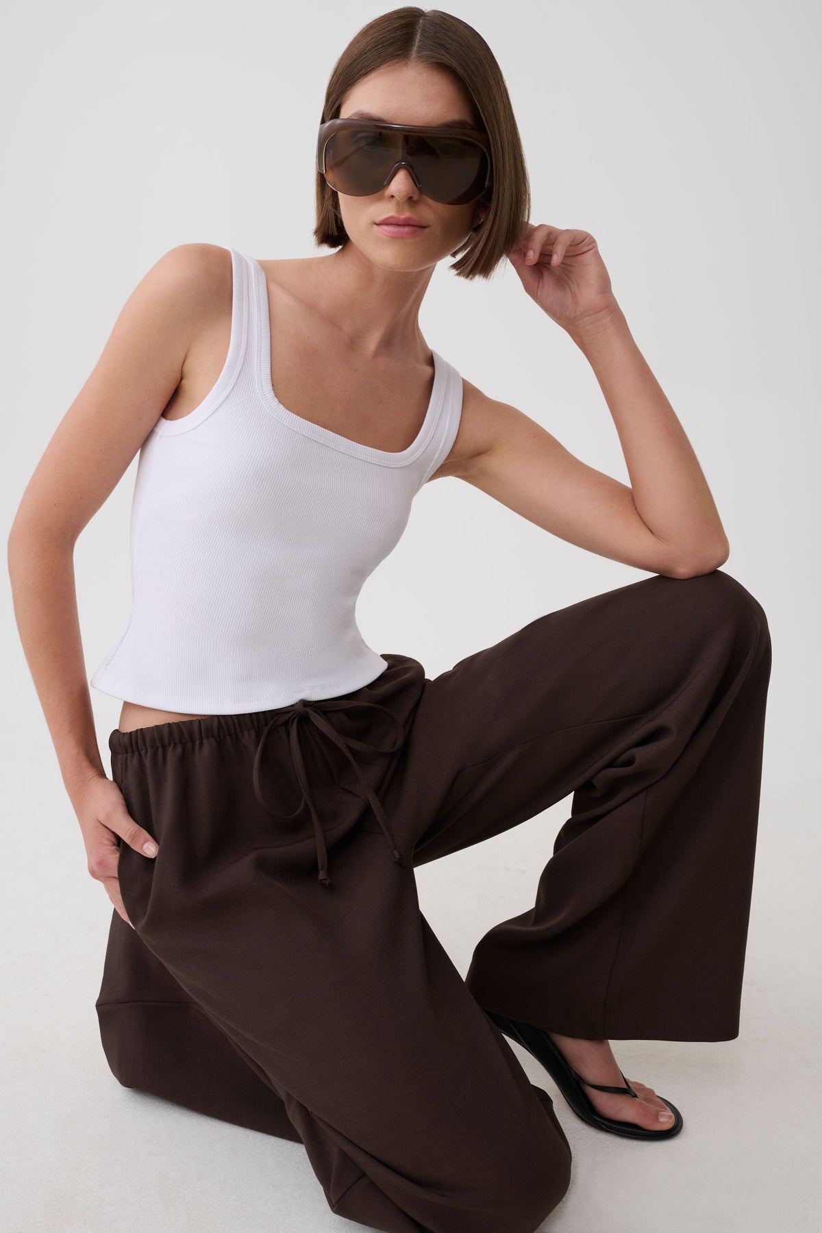Sherry Straight Leg Suiting Pant - Chocolate