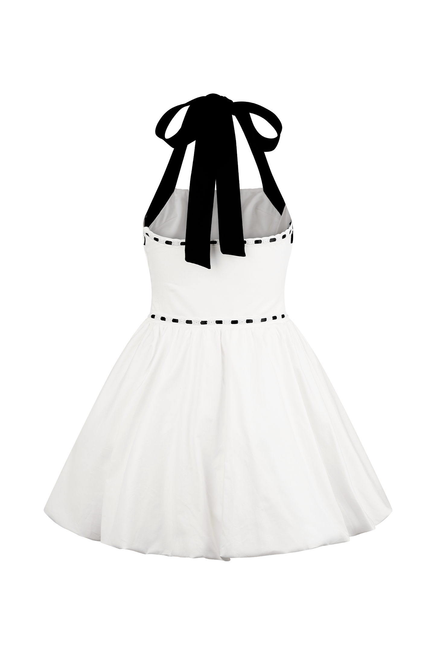 Queenie Halter Bubble Mini Dress - Black/White