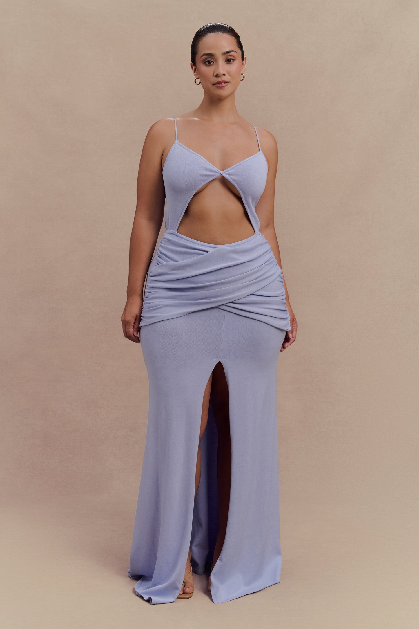 Reama Wrap Over Knit Maxi Dress - Cornflower Blue