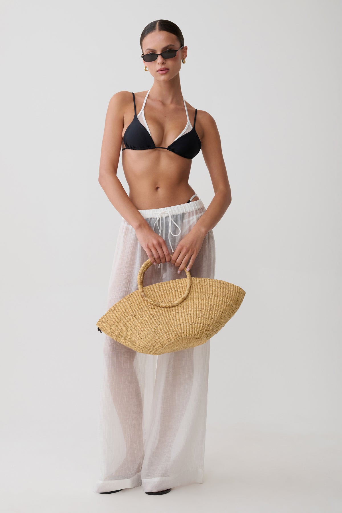 Tempest Layered Triangle Bikini Top - Black/White