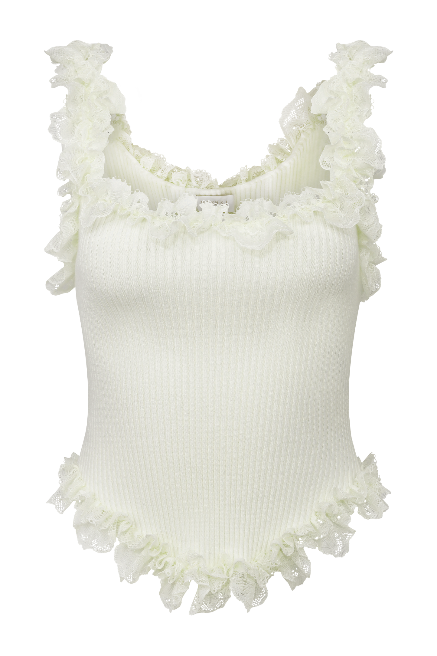 Shay Lace Ruffle Knit Top - Cream
