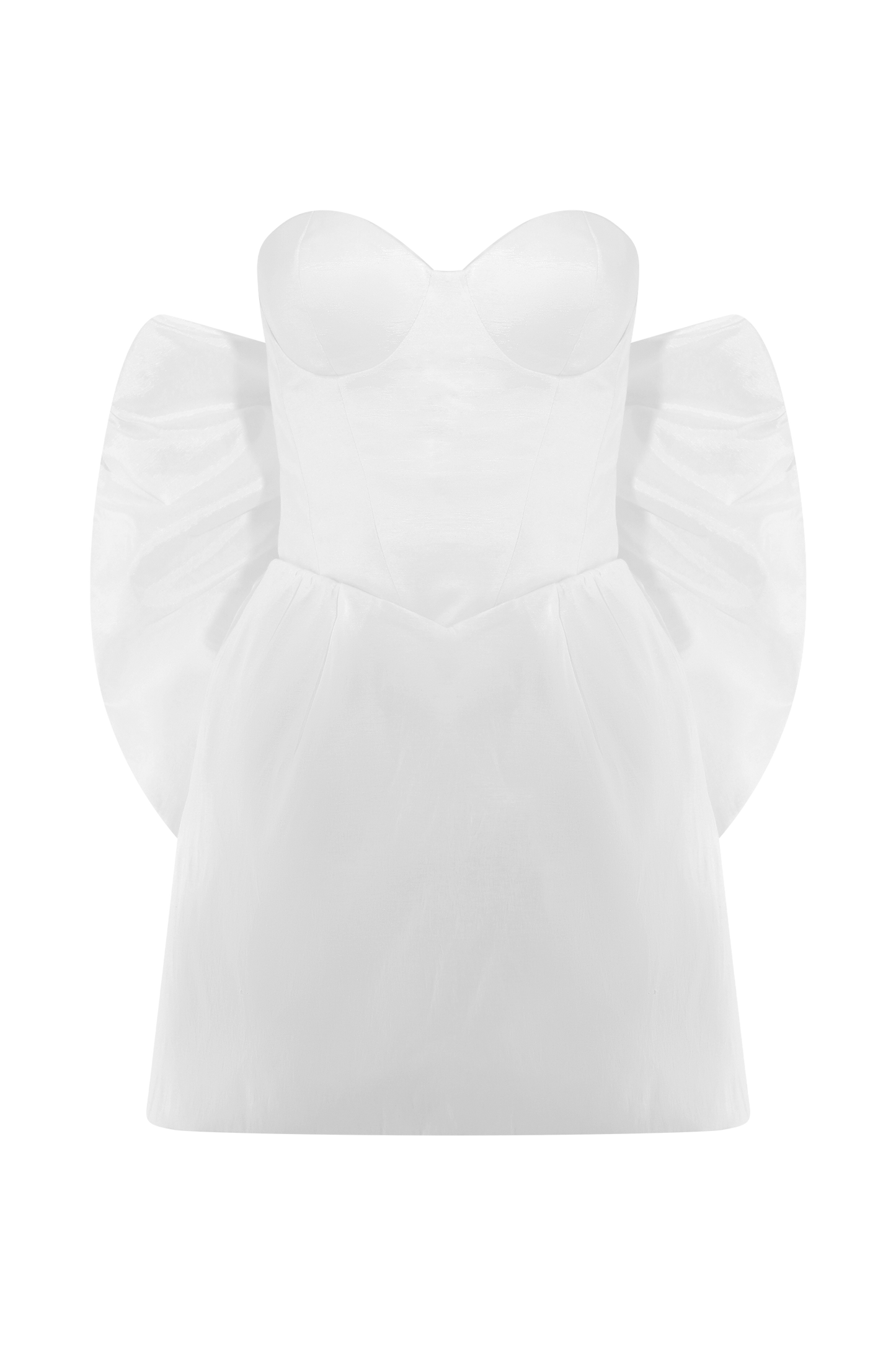 Suzette Taffeta Bow Mini Dress - White