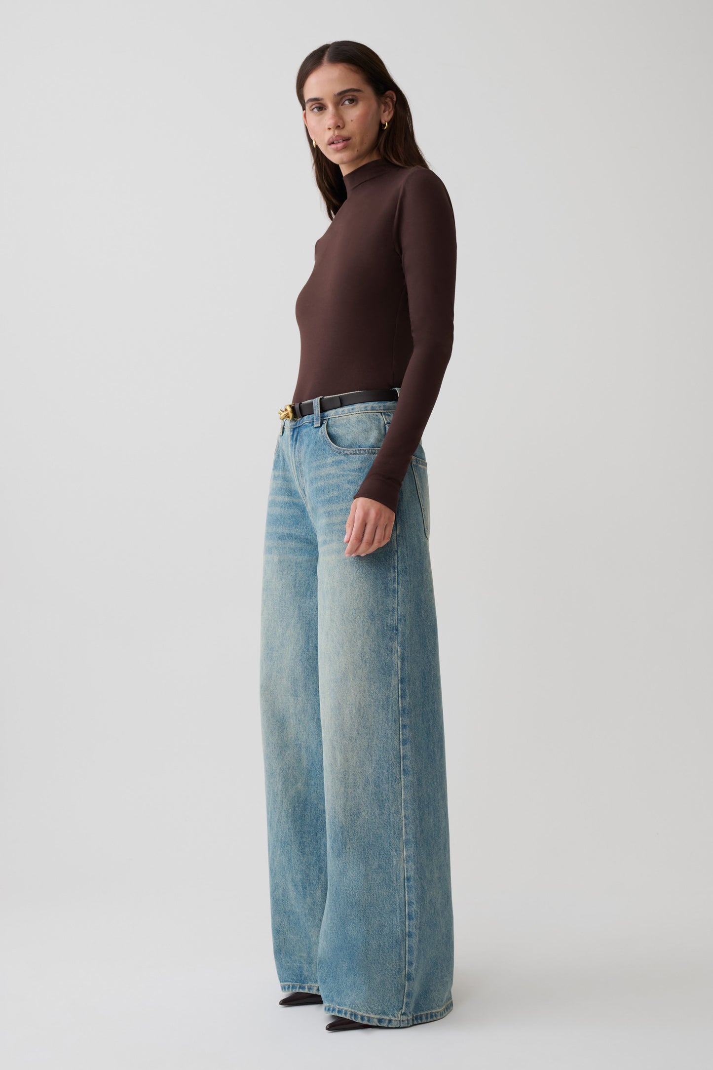 Jurney Longsleeve Roll Neck Top - Dark Chocolate
