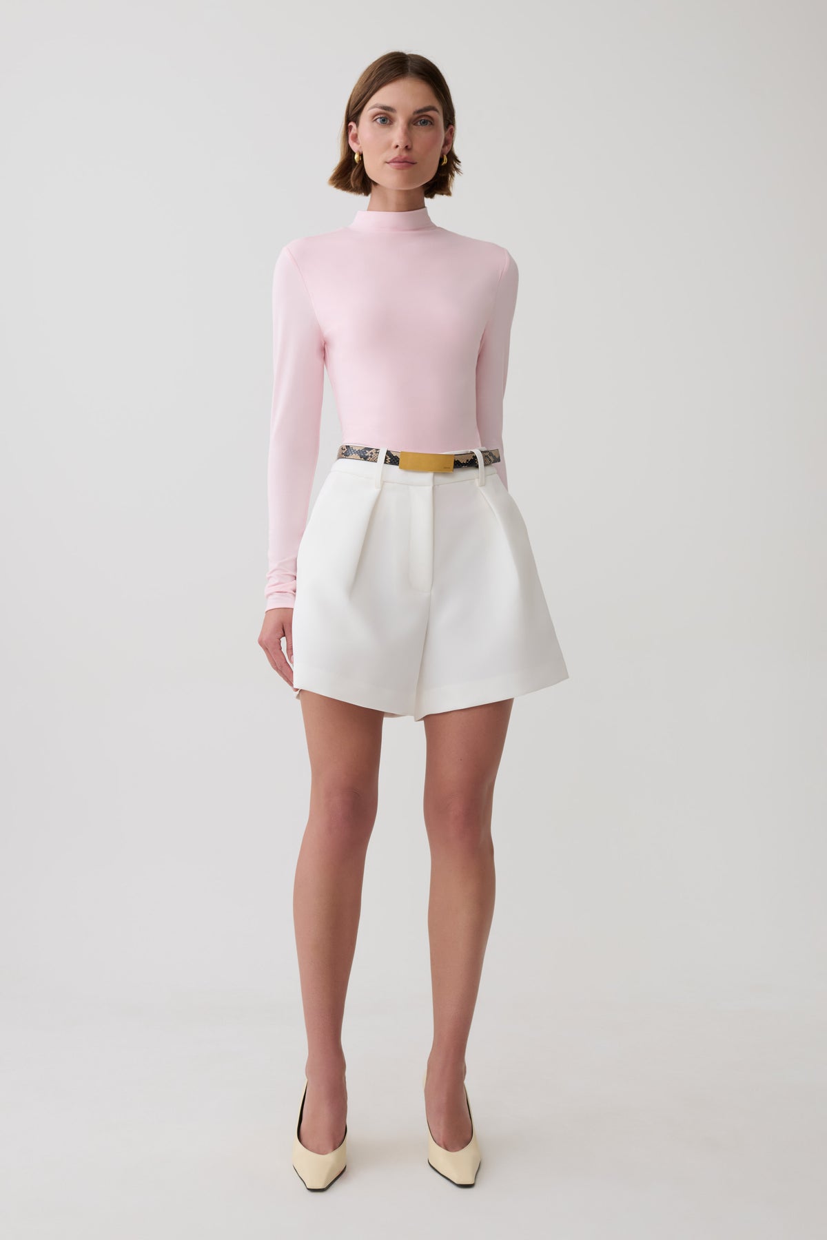 Jurney Longsleeve Roll Neck Top - Pale Pink