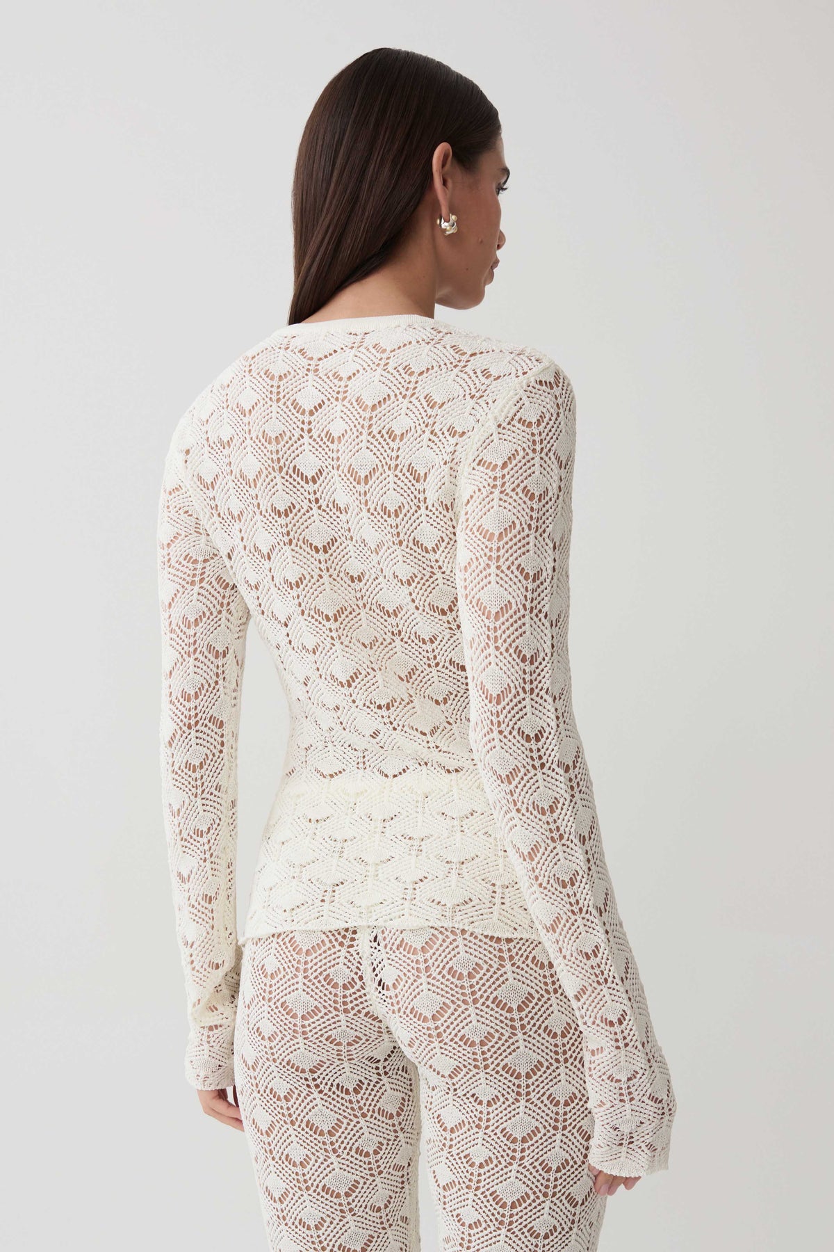 Nikiki Crochet Knit Cardigan - Ivory