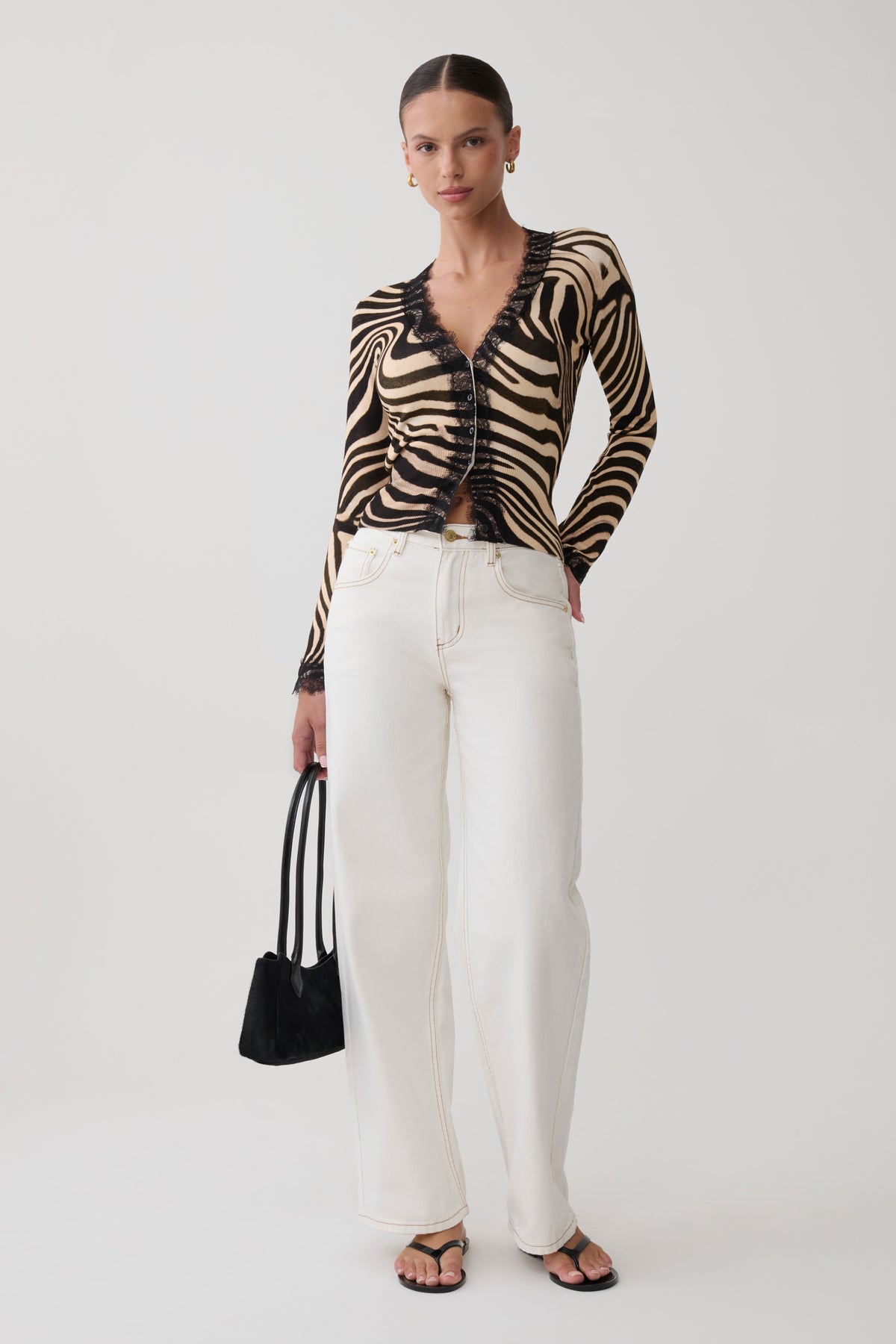 Amrita Lace Knit Cardigan - Zebra Print