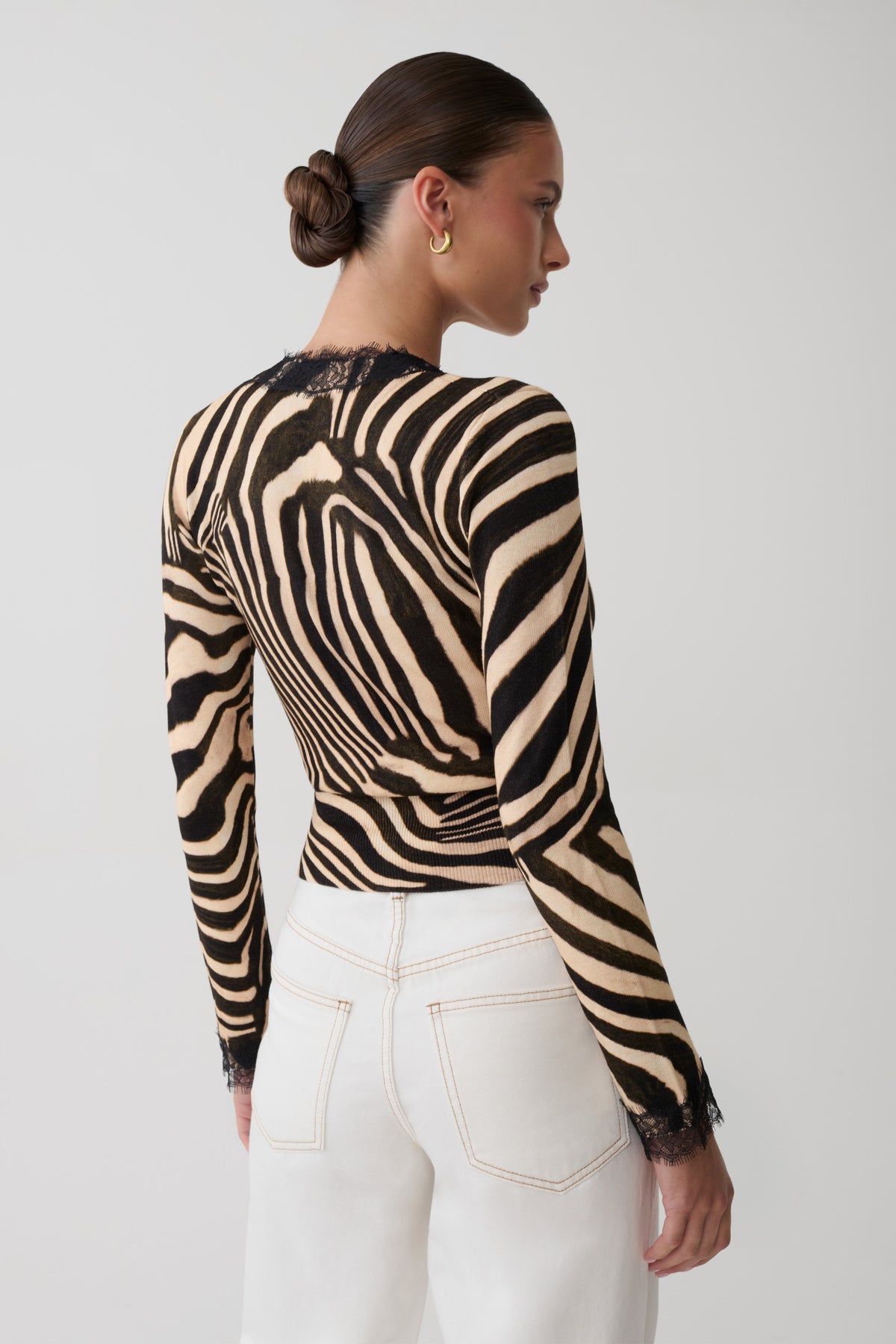 Amrita Lace Knit Cardigan - Zebra Print
