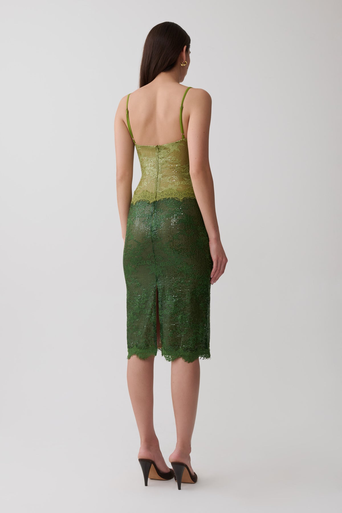 Jaimee Lace Midi Dress - Tonal Green