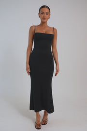 Cassie Modal Fishtail Maxi Dress - Black
