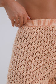 Rosana Crochet Straight Leg Pants - Apricot