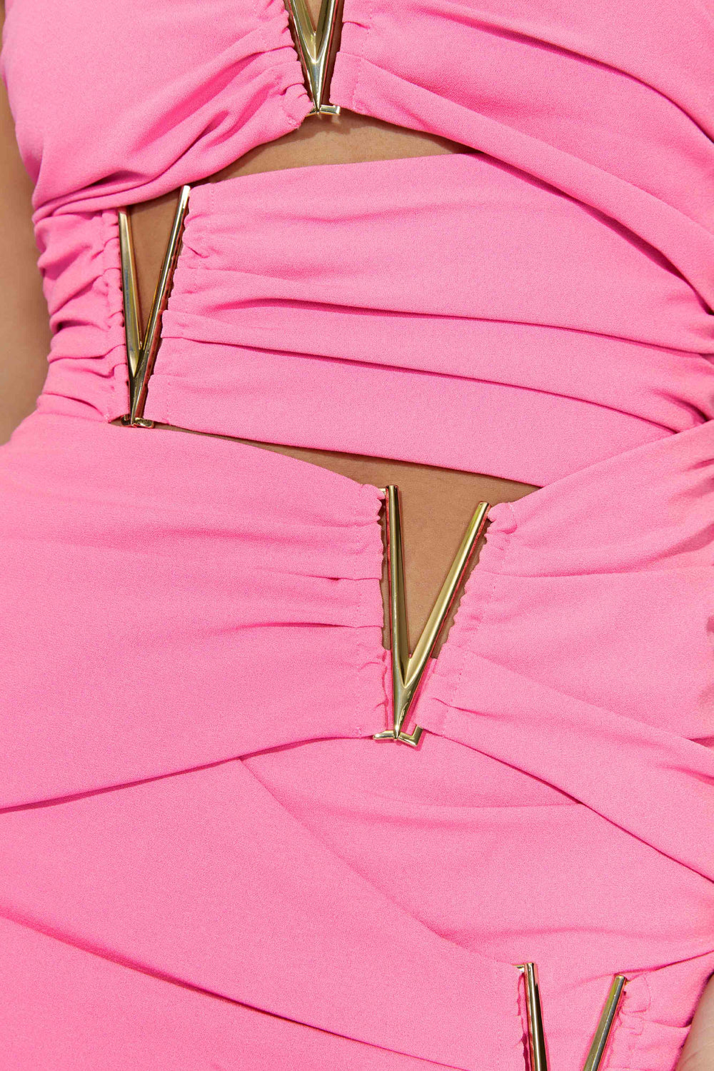 Victorie V-Hardware Mini Dress - Bubblegum Pink