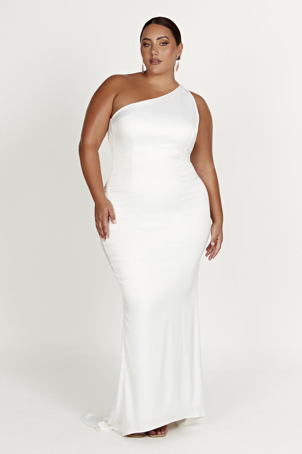 Harper One Shoulder Gown - White - View 5 | Shop Formal Dress