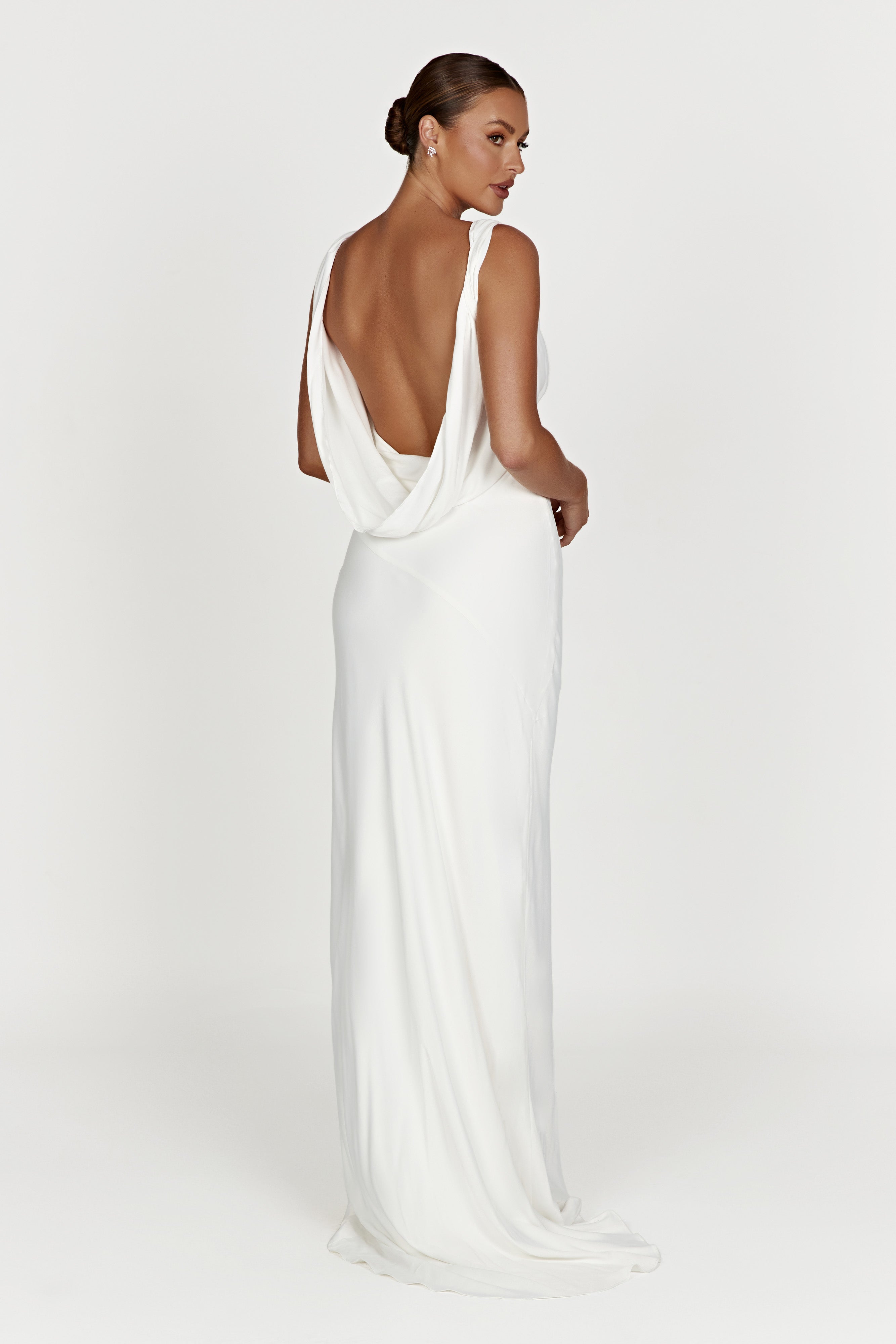 Amanza Maxi Dress With Cowl Back White MESHKI