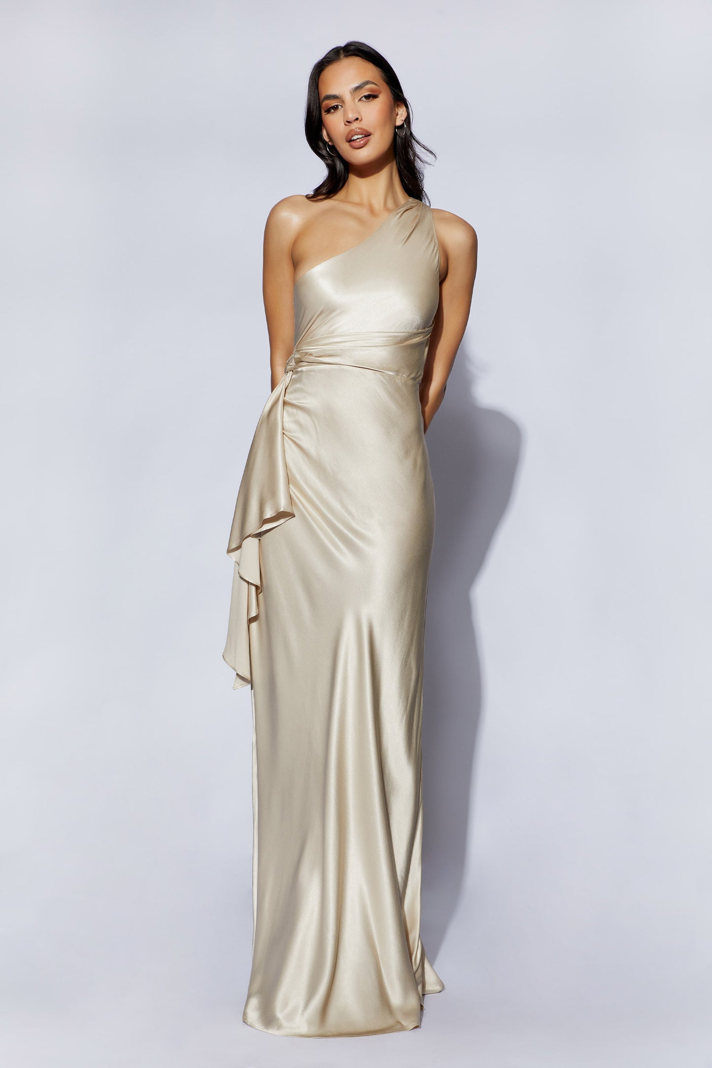 Calliope One Shoulder Maxi Dress - Blush Gold