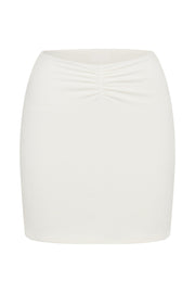 Kara Ruched Front Mini Skirt - White