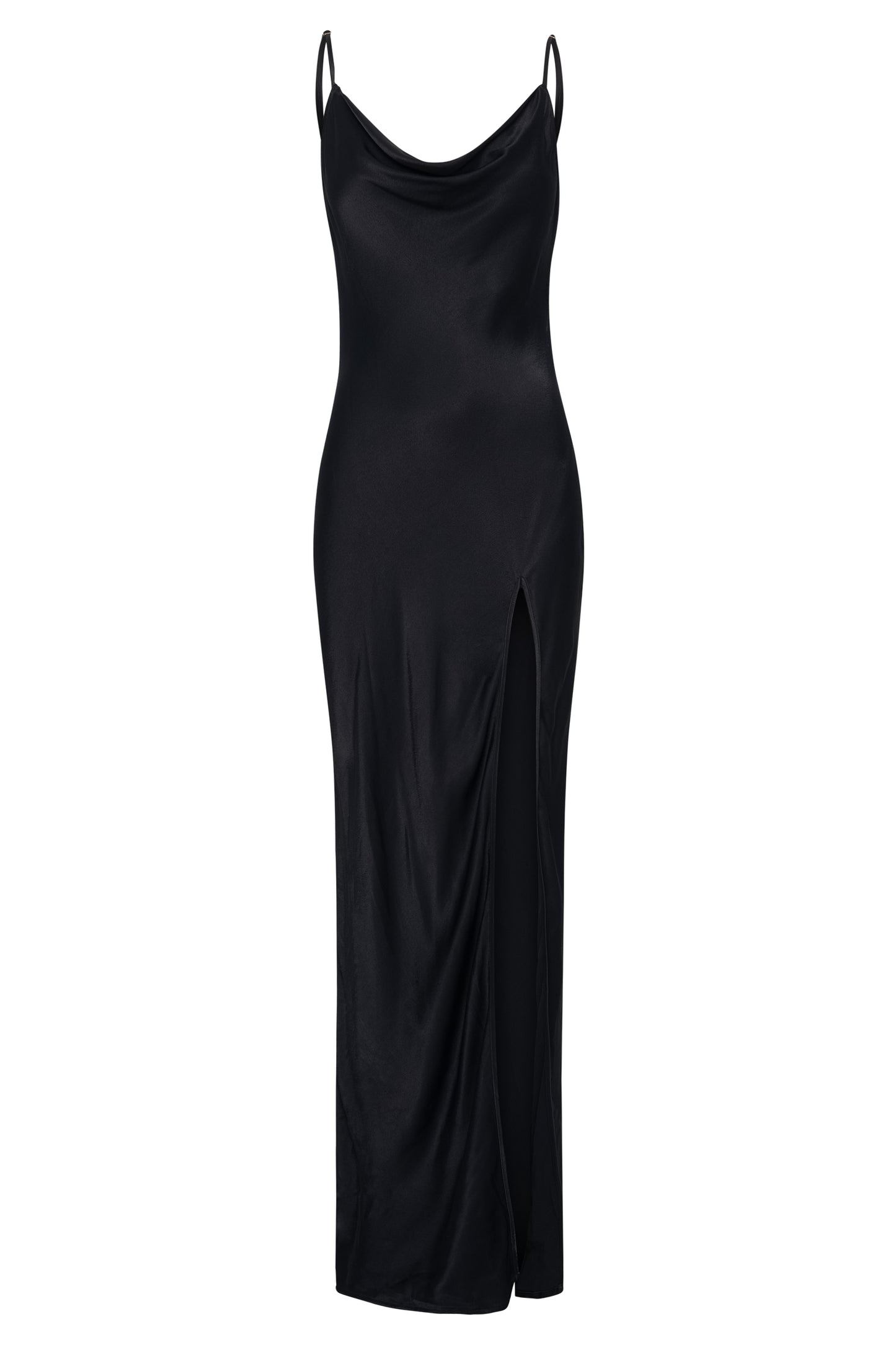 Jade Cowl Neck Backless Maxi Dress - Black