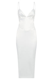 Brie Corset Midi Dress - White