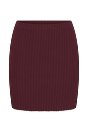 Shiloh Low Rise Knit Mini Skirt - Cherry Chocolate