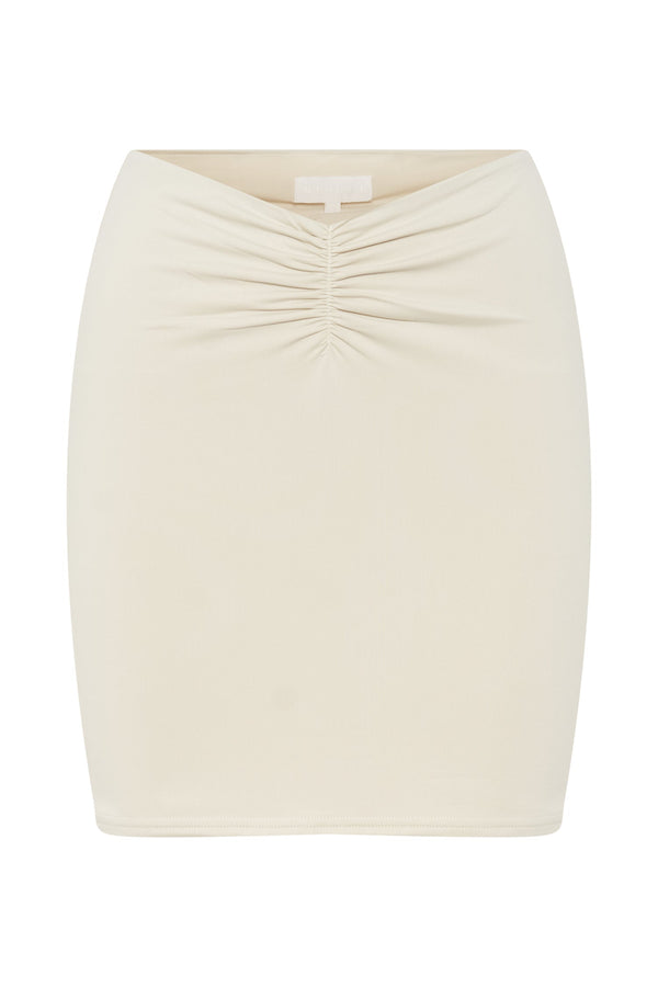 Kara Ruched Front Mini Skirt - Cream