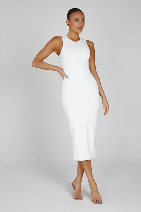 Jill Sleeveless Tank Midi Dress - White
