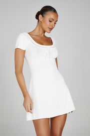 Georgia Pointelle Knit Mini Dress - White