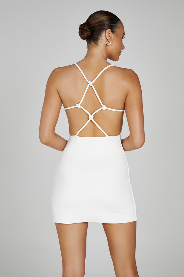 Amirah Slinky Backless Mini Dress - White