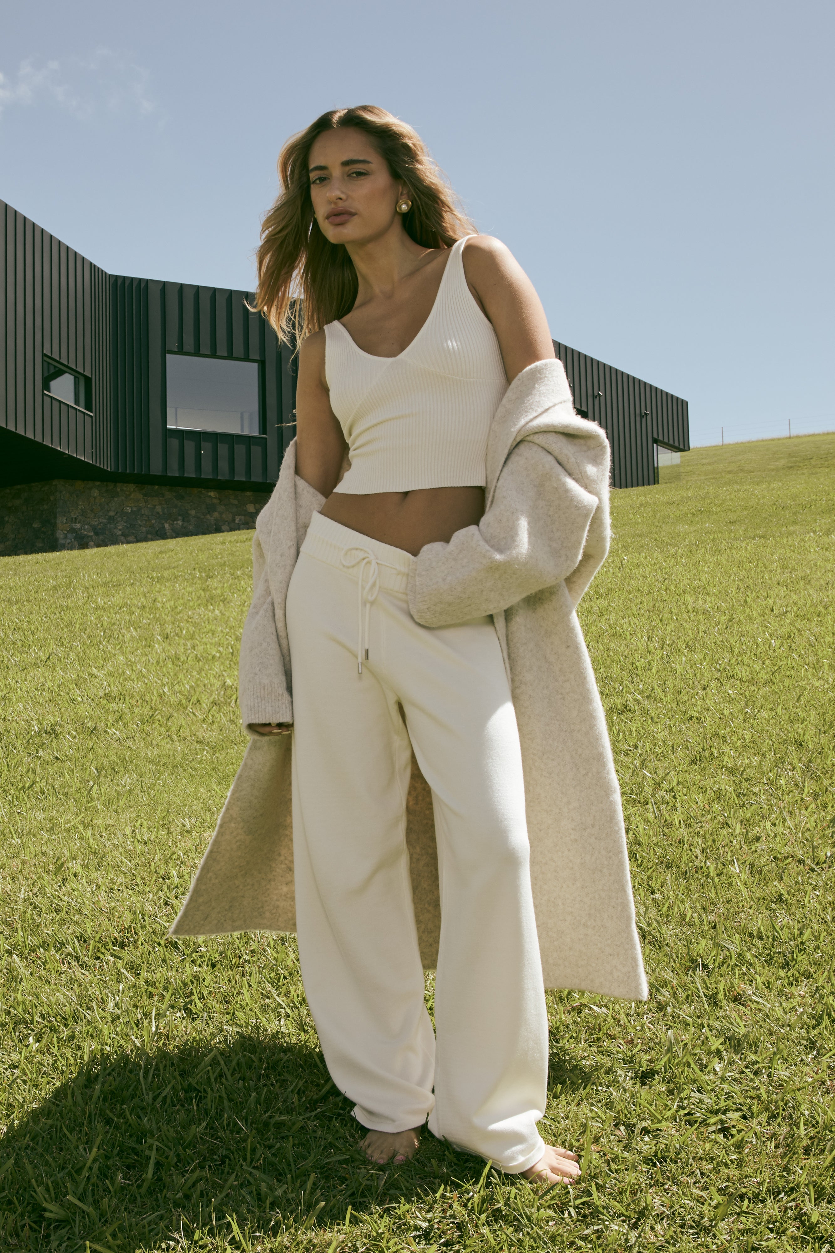 Natalya Knit Wide Leg Pants - Ivory | MESHKI