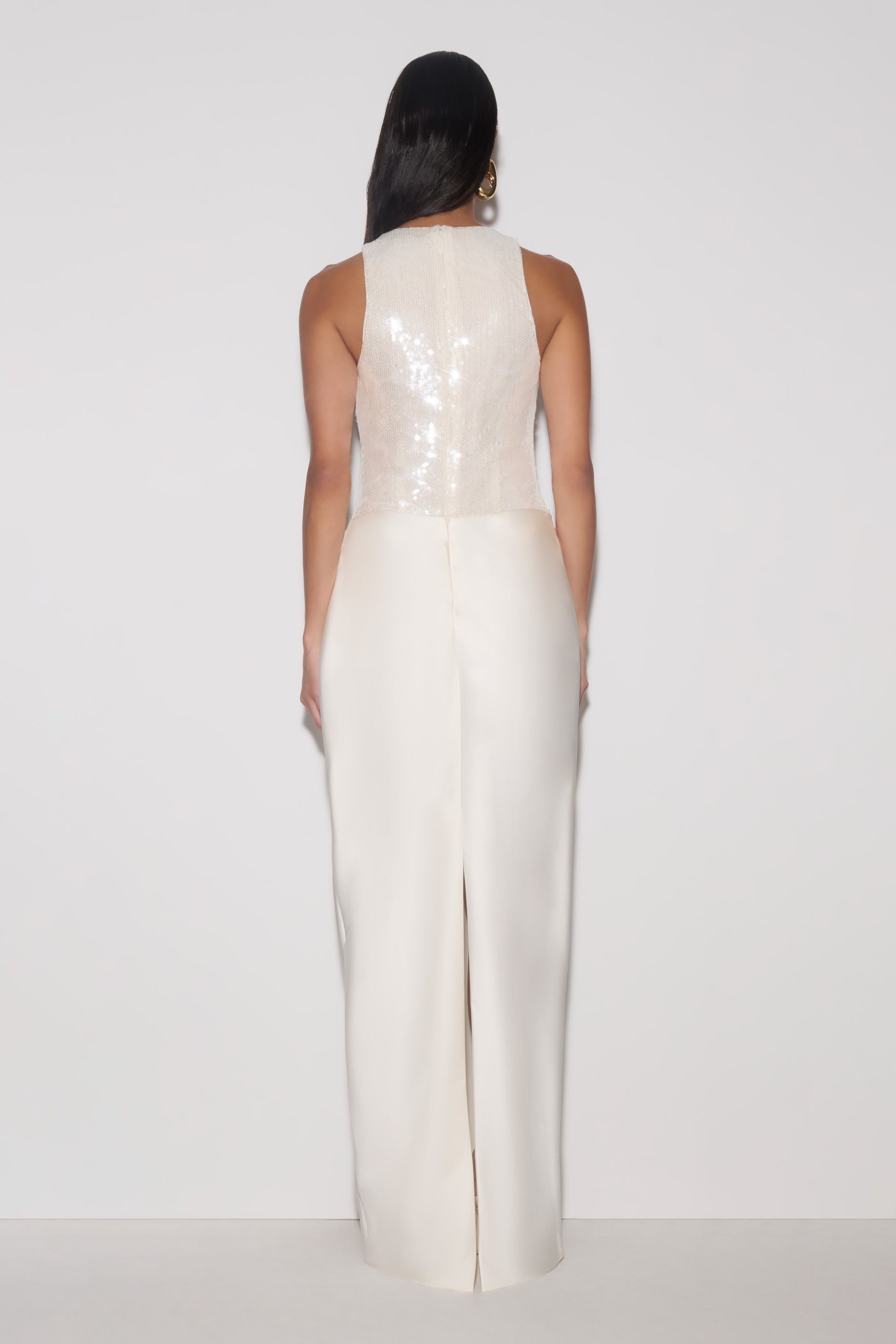 Addison Sequin & Satin Maxi Dress - White #2