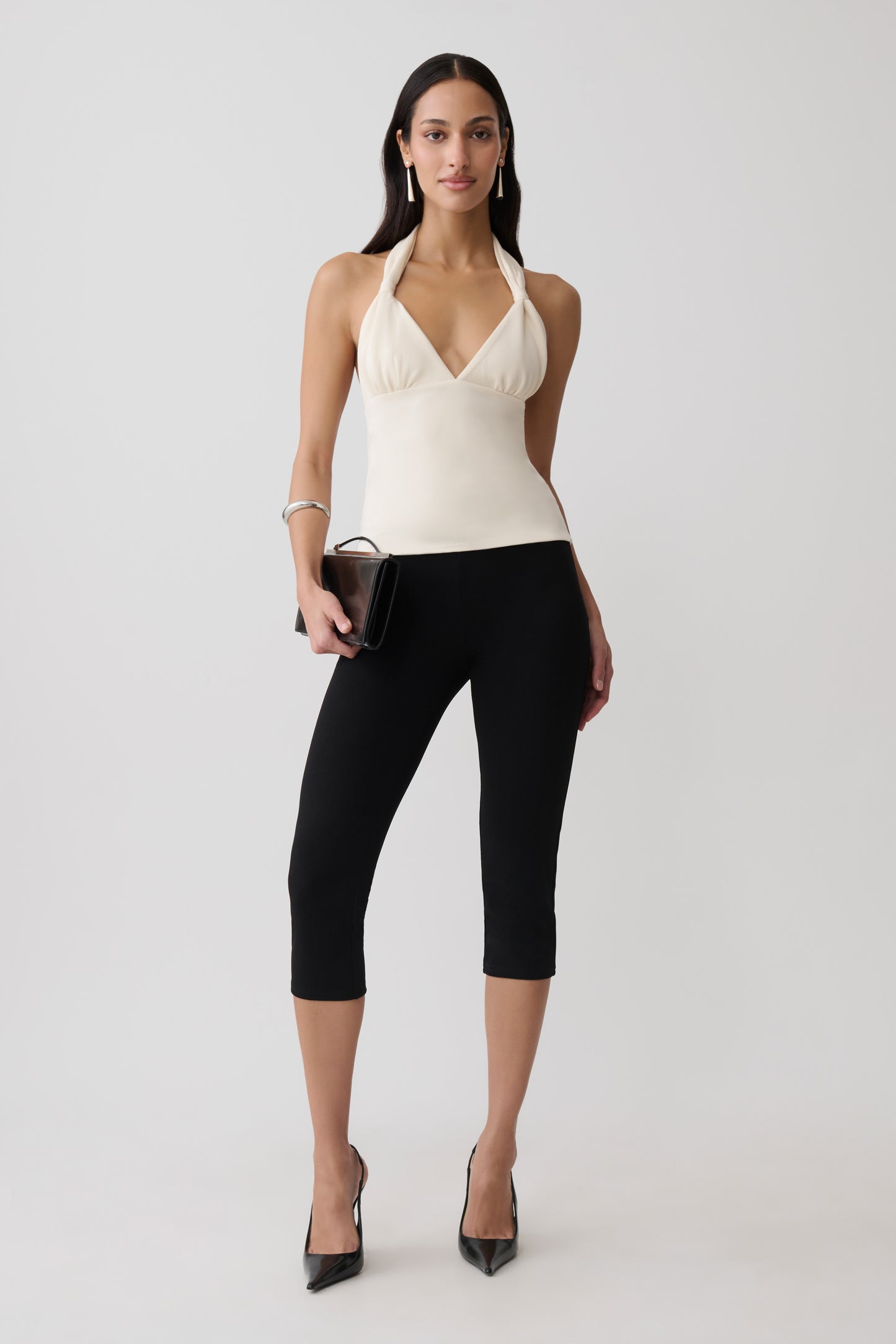 Angelina Scuba Halter Top - Ivory
