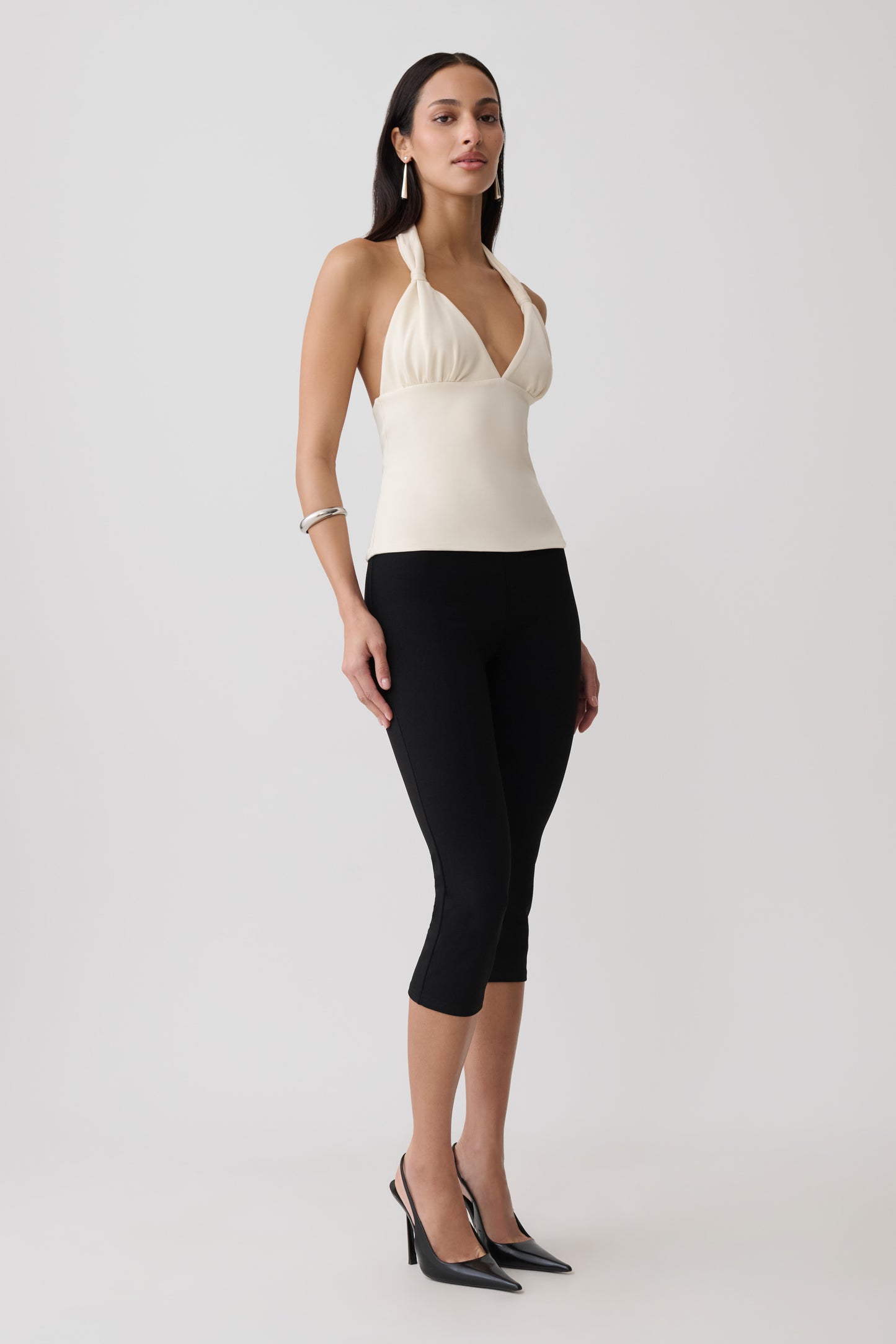 Angelina Scuba Halter Top - Ivory