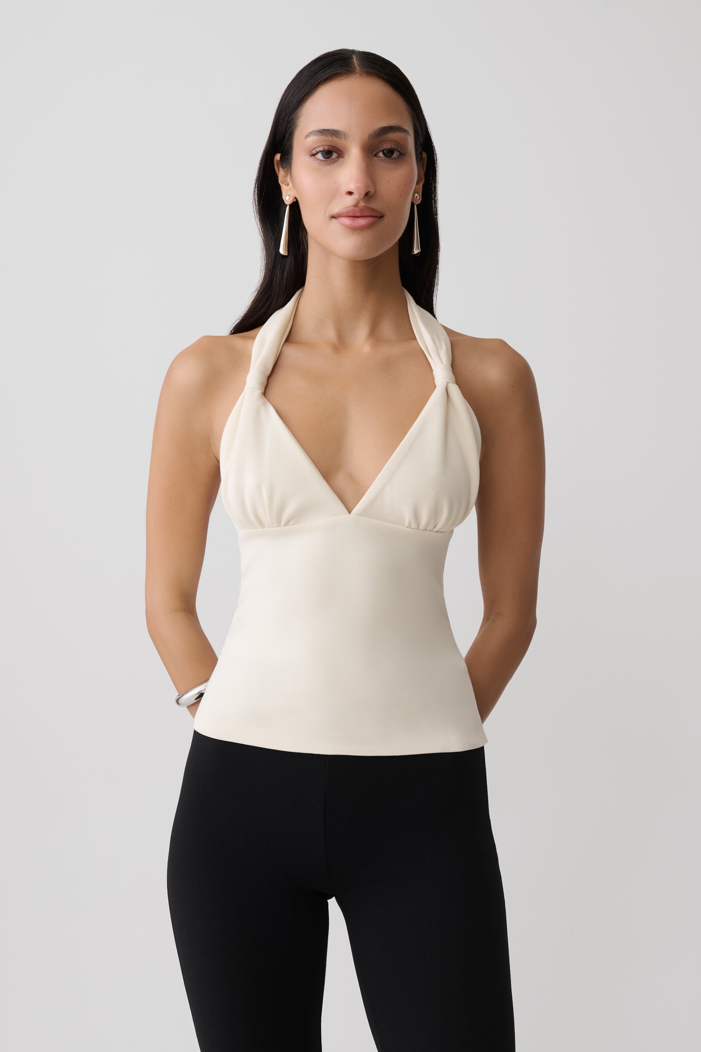 Angelina Scuba Halter Top - Ivory