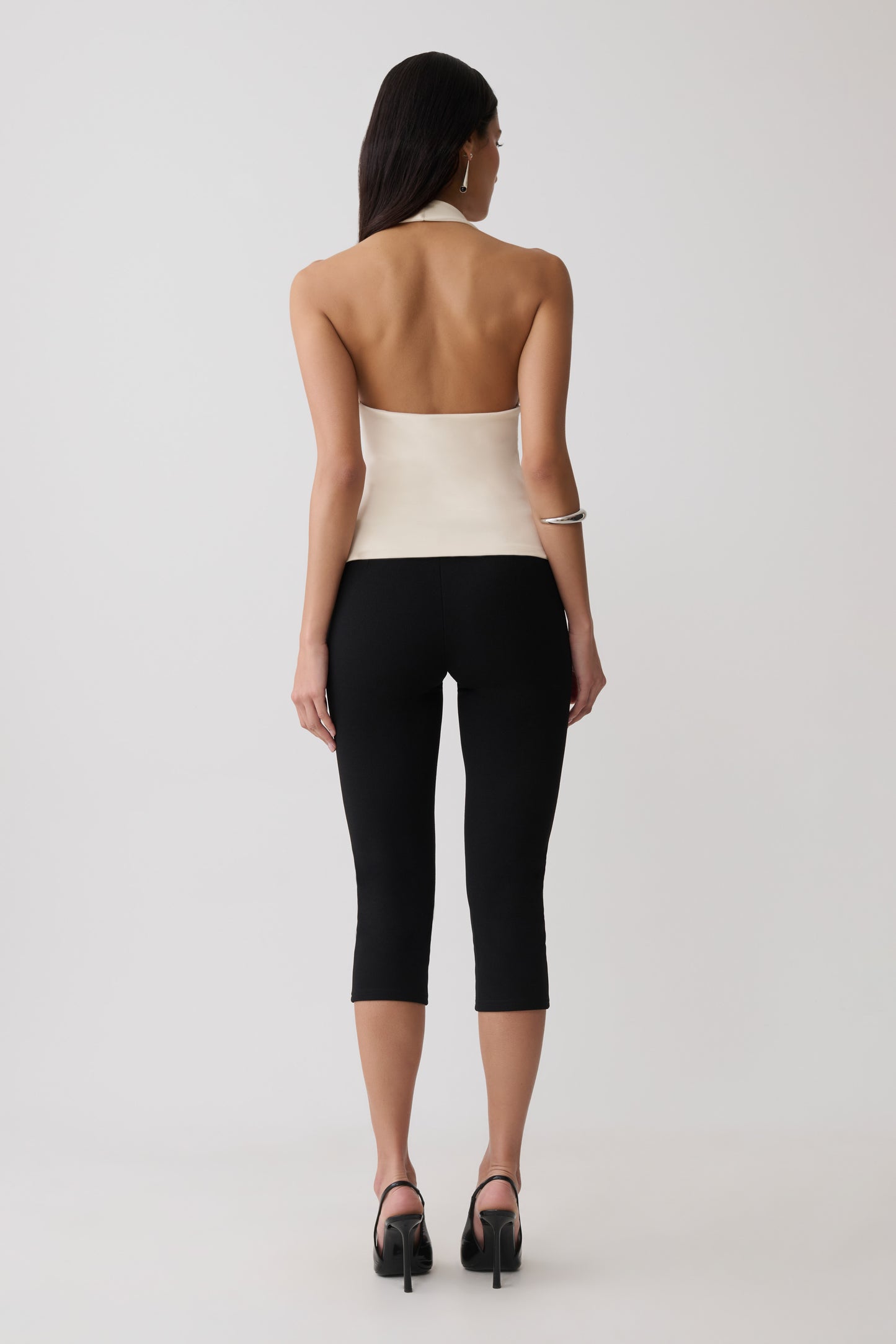 Angelina Scuba Halter Top - Ivory