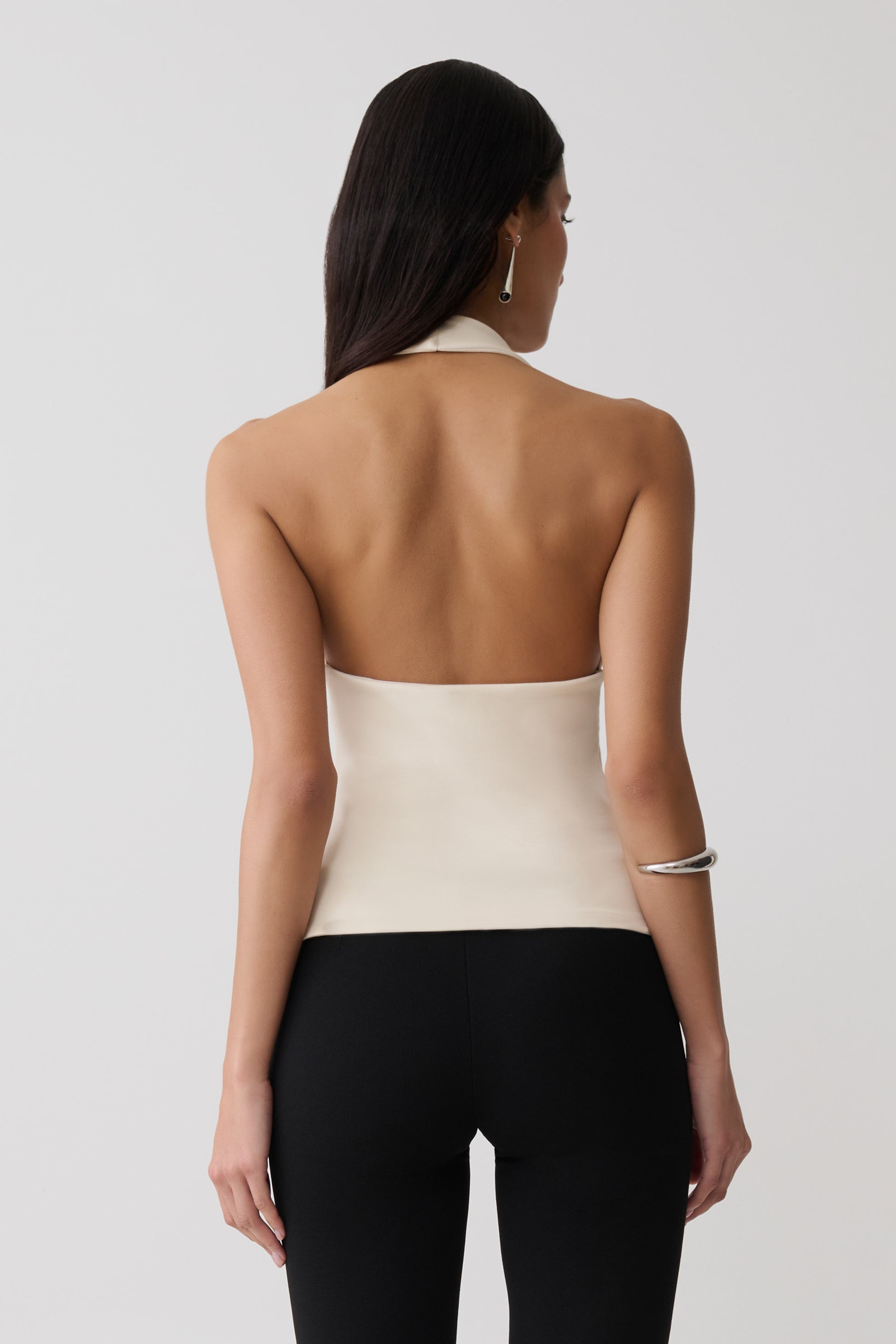 Angelina Scuba Halter Top - Ivory #2