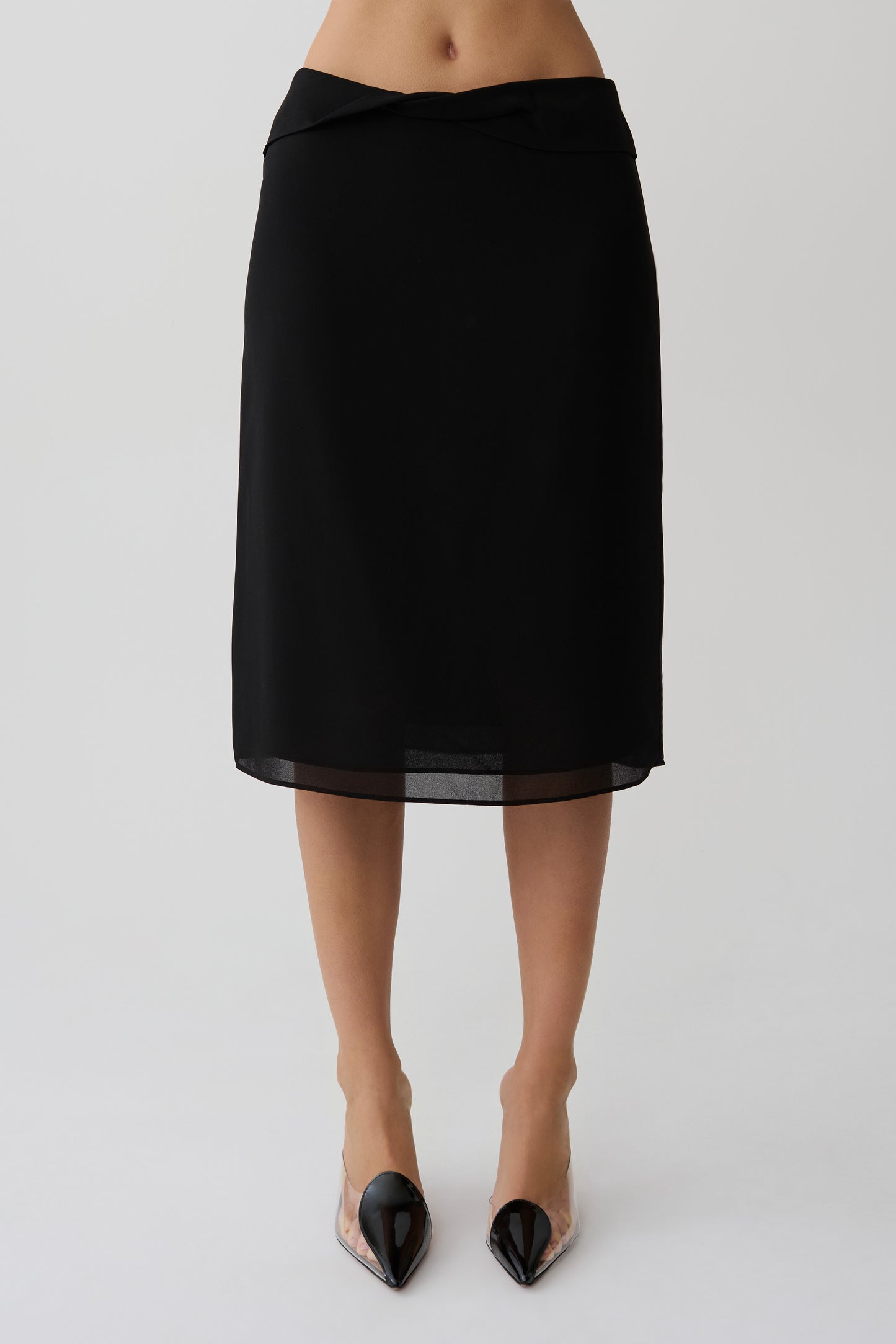 Amelia Chiffon Midi Skirt - Black