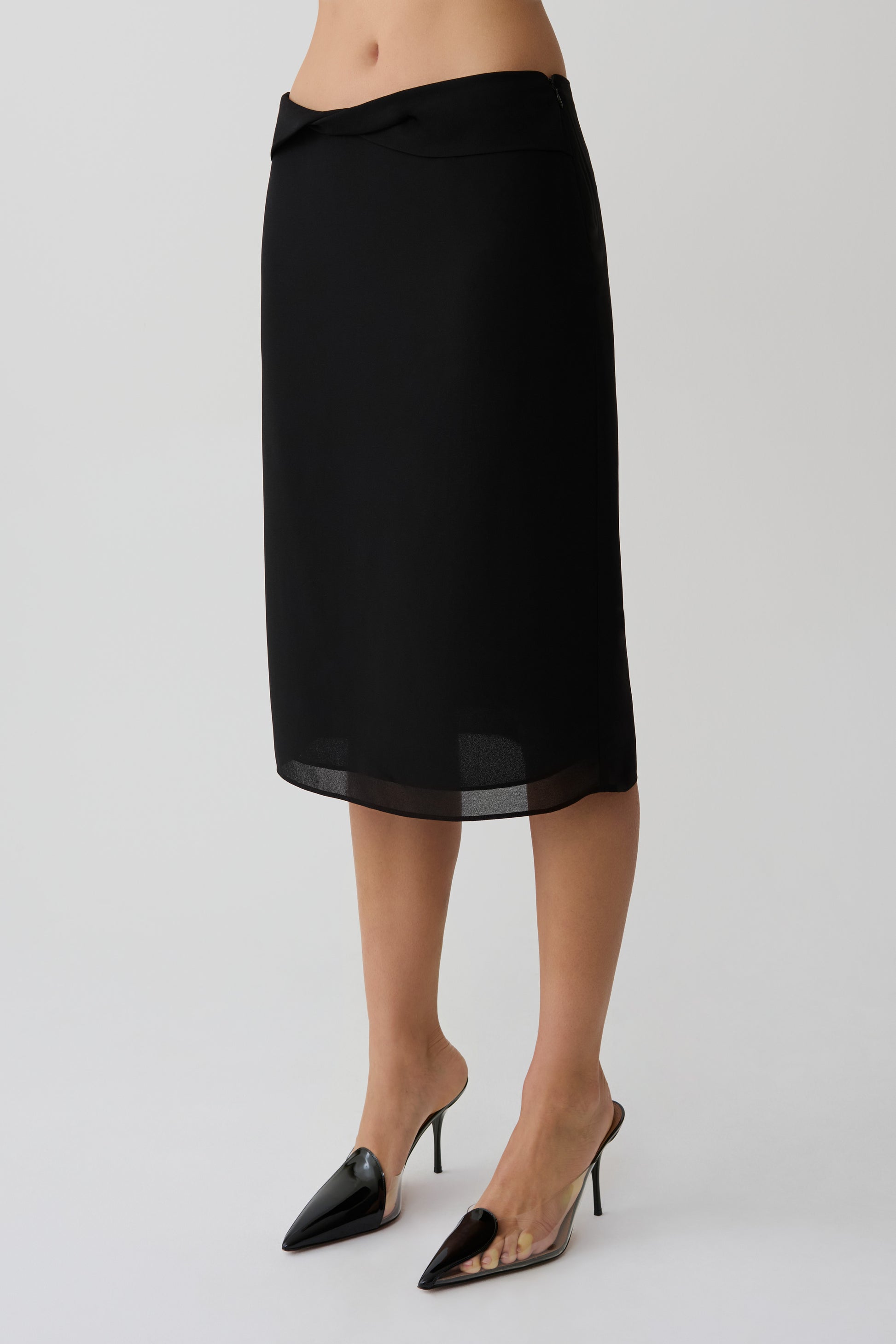 Amelia Chiffon Midi Skirt - Black #3