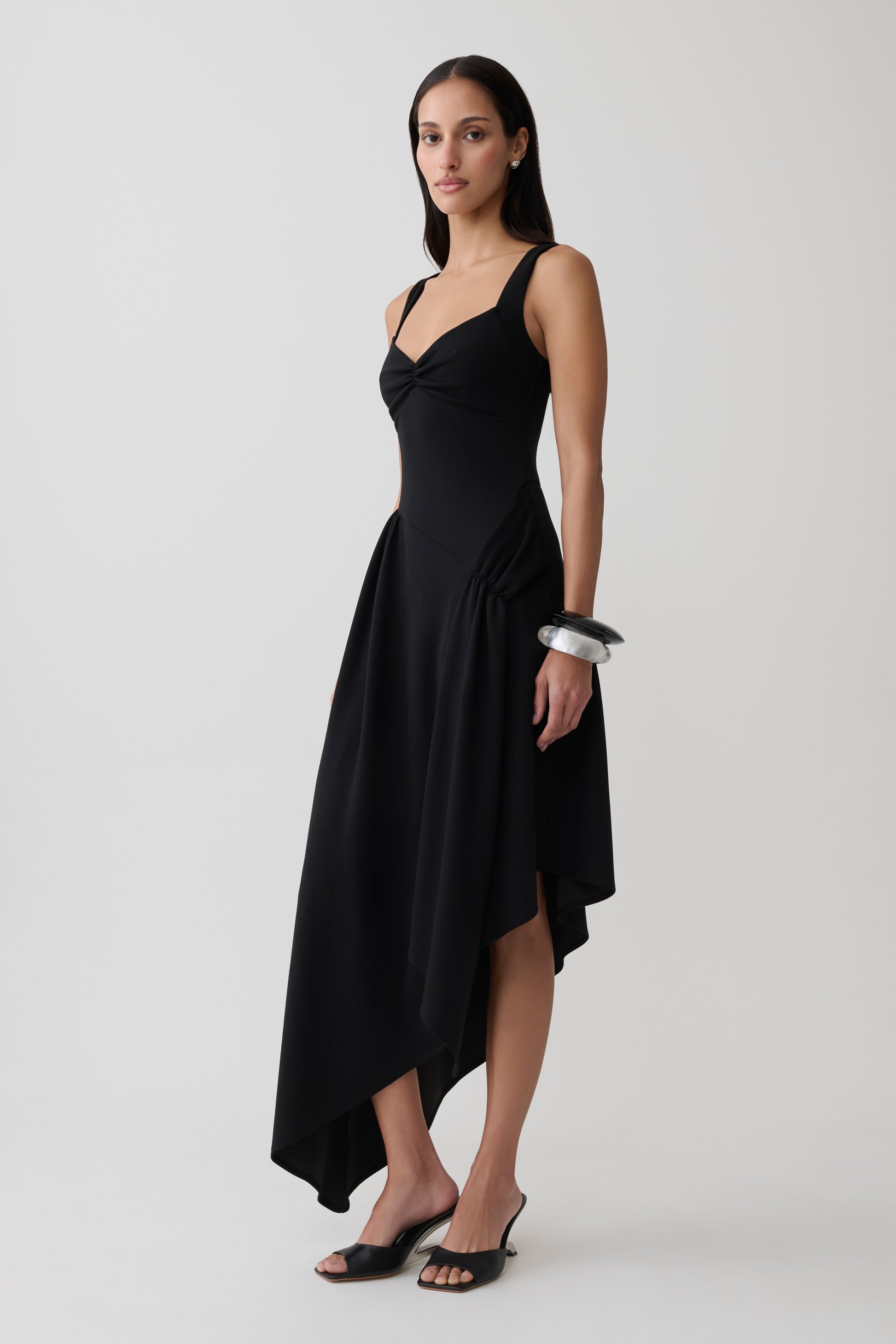 Cellini Asymmetric Hem Midi Dress - Black #3