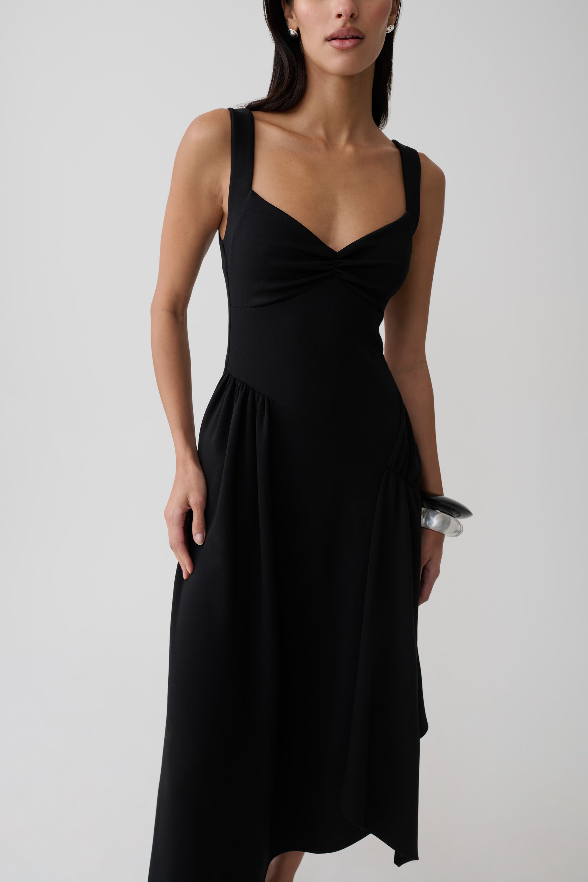 Cellini Asymmetric Hem Midi Dress - Black #5