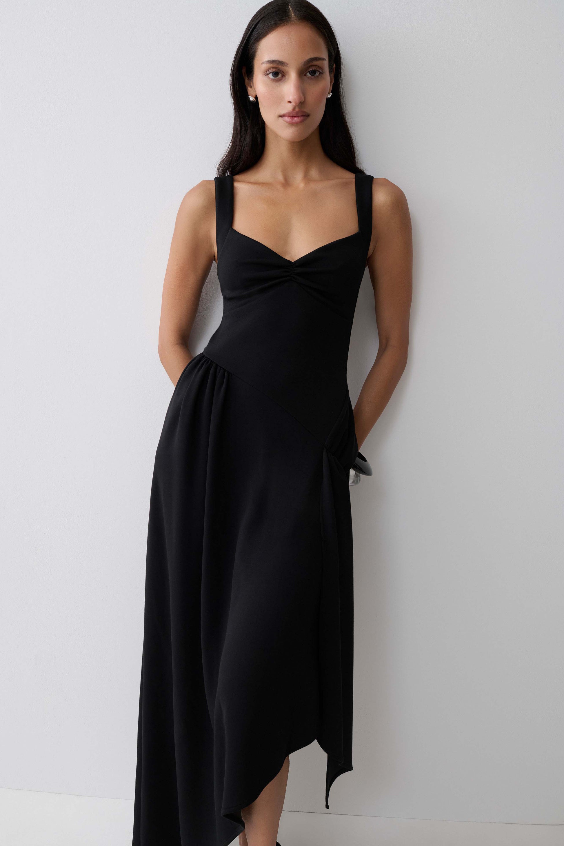 Cellini Asymmetric Hem Midi Dress - Black #4