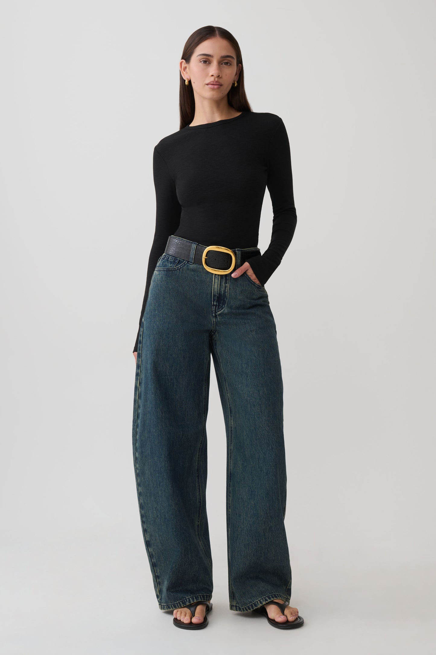 Stephanie Barrel Denim Jeans - Vintage Blue