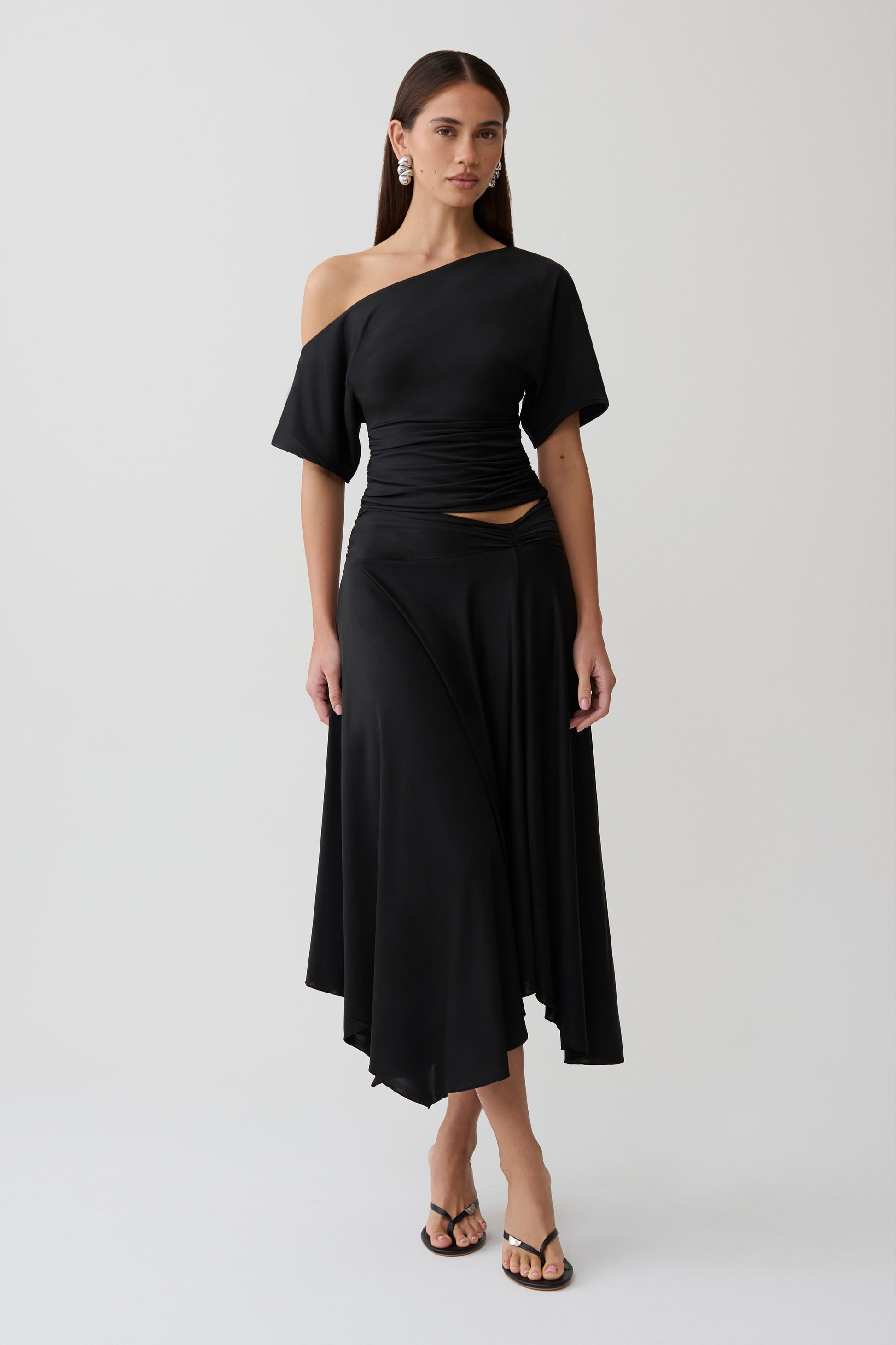 Luu Slinky Midi Skirt - Black