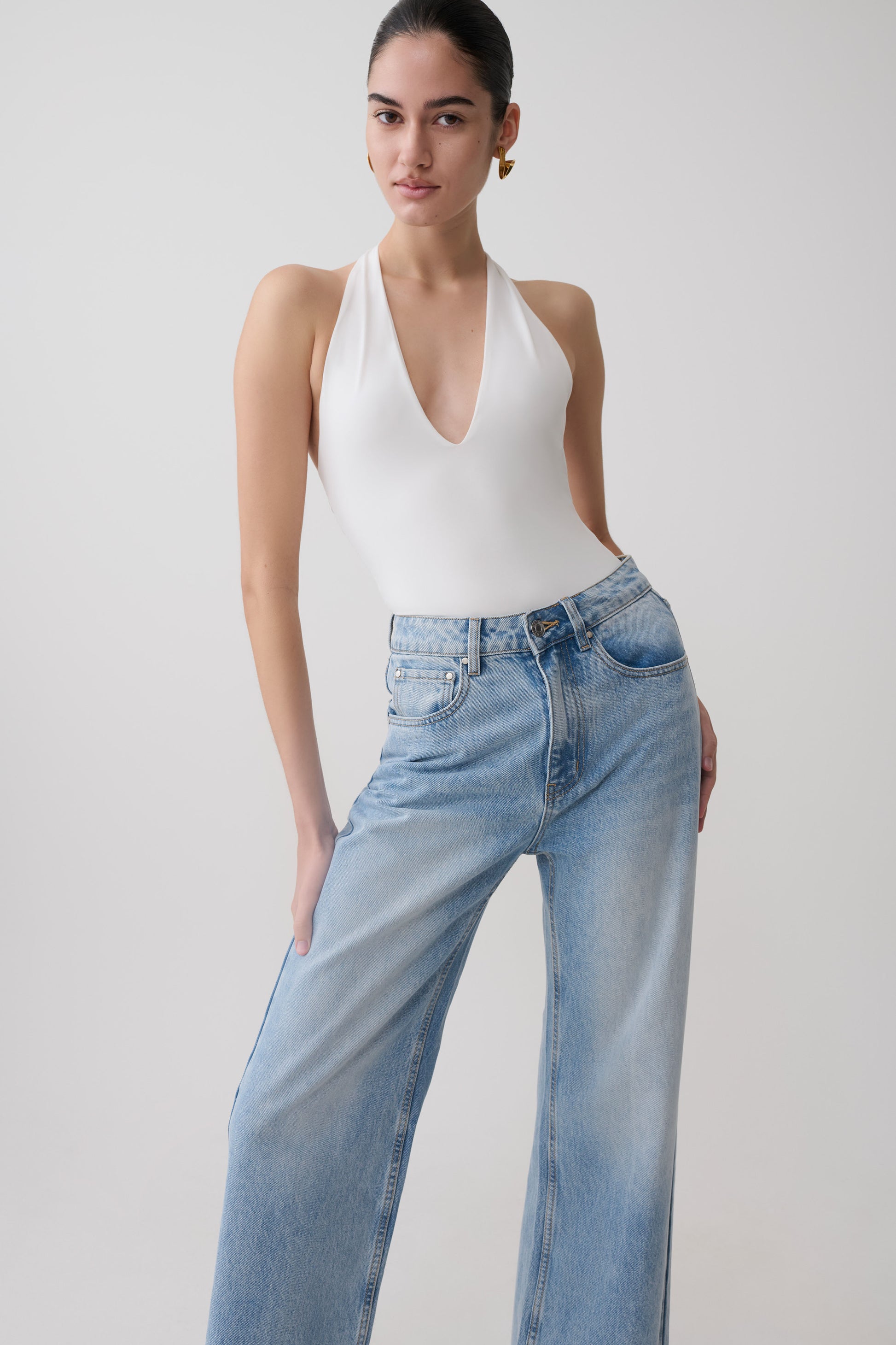 Rebekah Slinky Halter Bodysuit - White #3