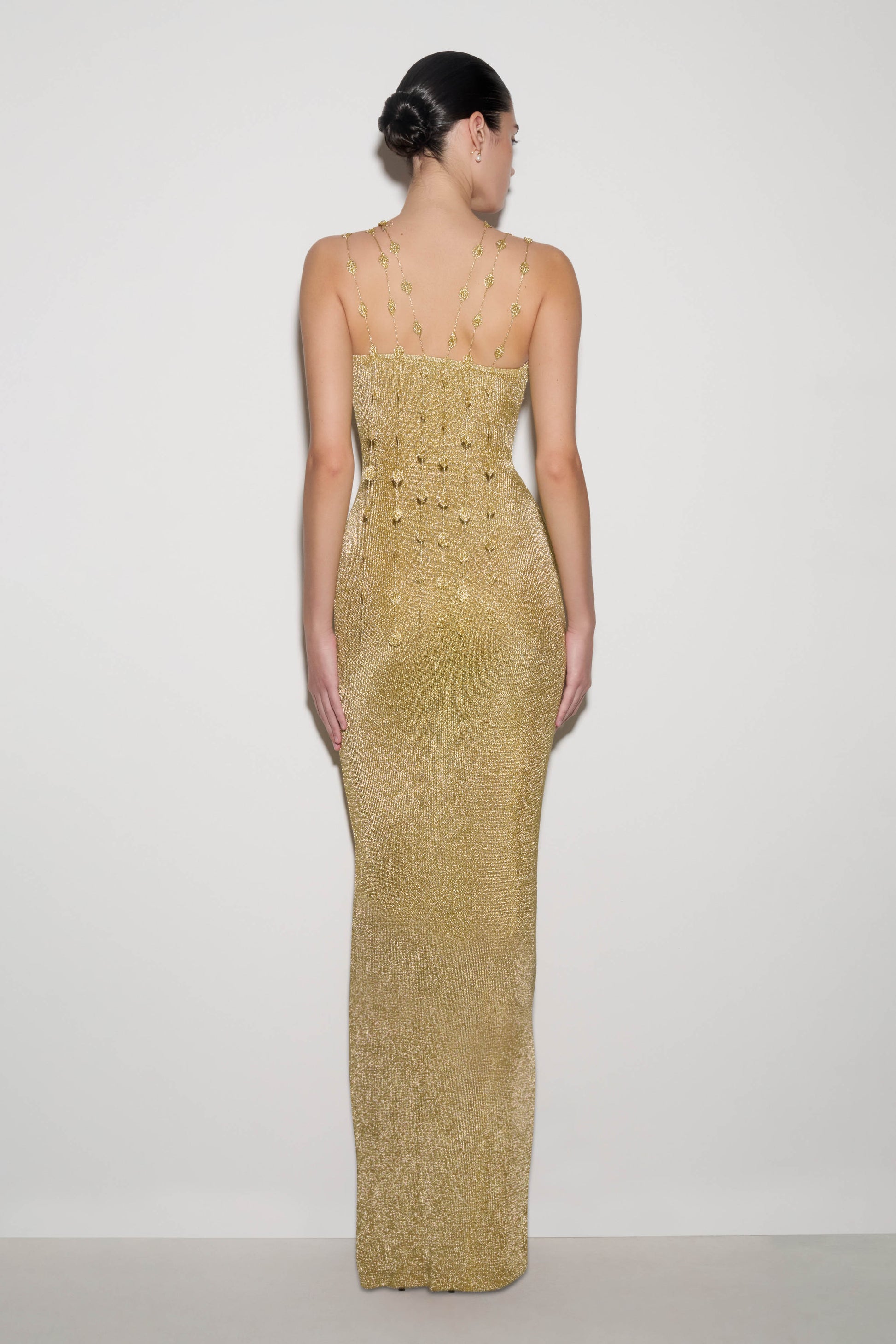 Shami Lurex Maxi Dress With Flowers - Gold #3