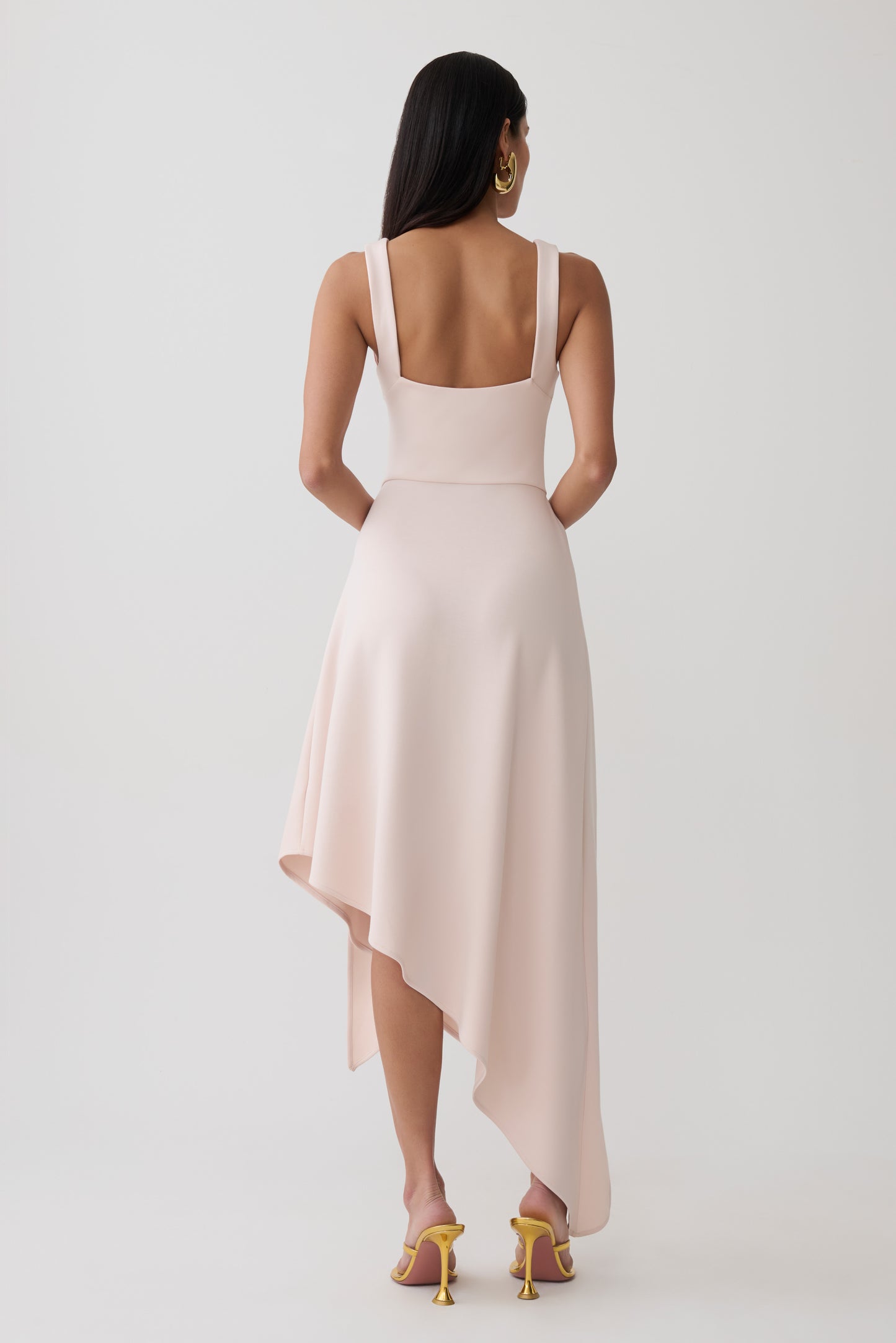 Cellini Asymmetric Hem Midi Dress - Muted Pink