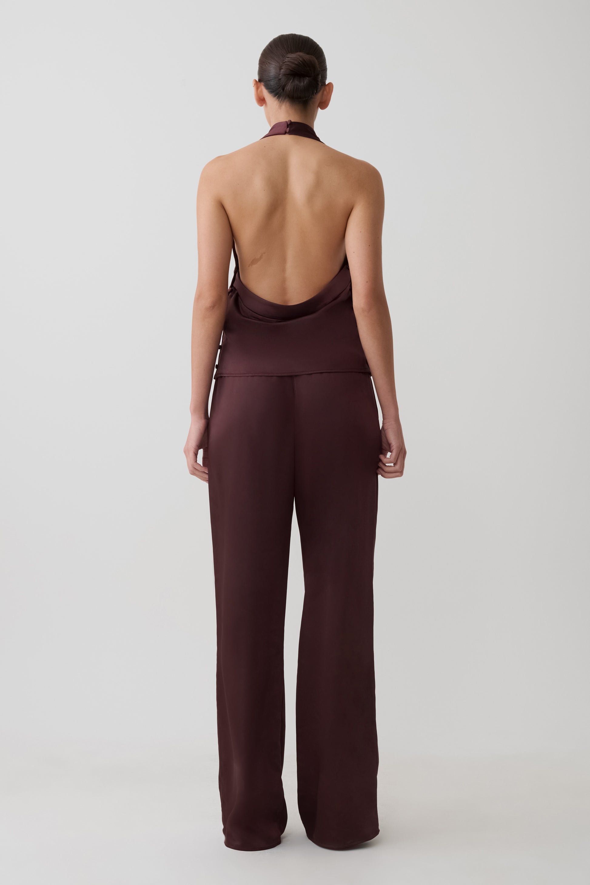 Danica Straight Leg Satin Pants - Mahogany #5