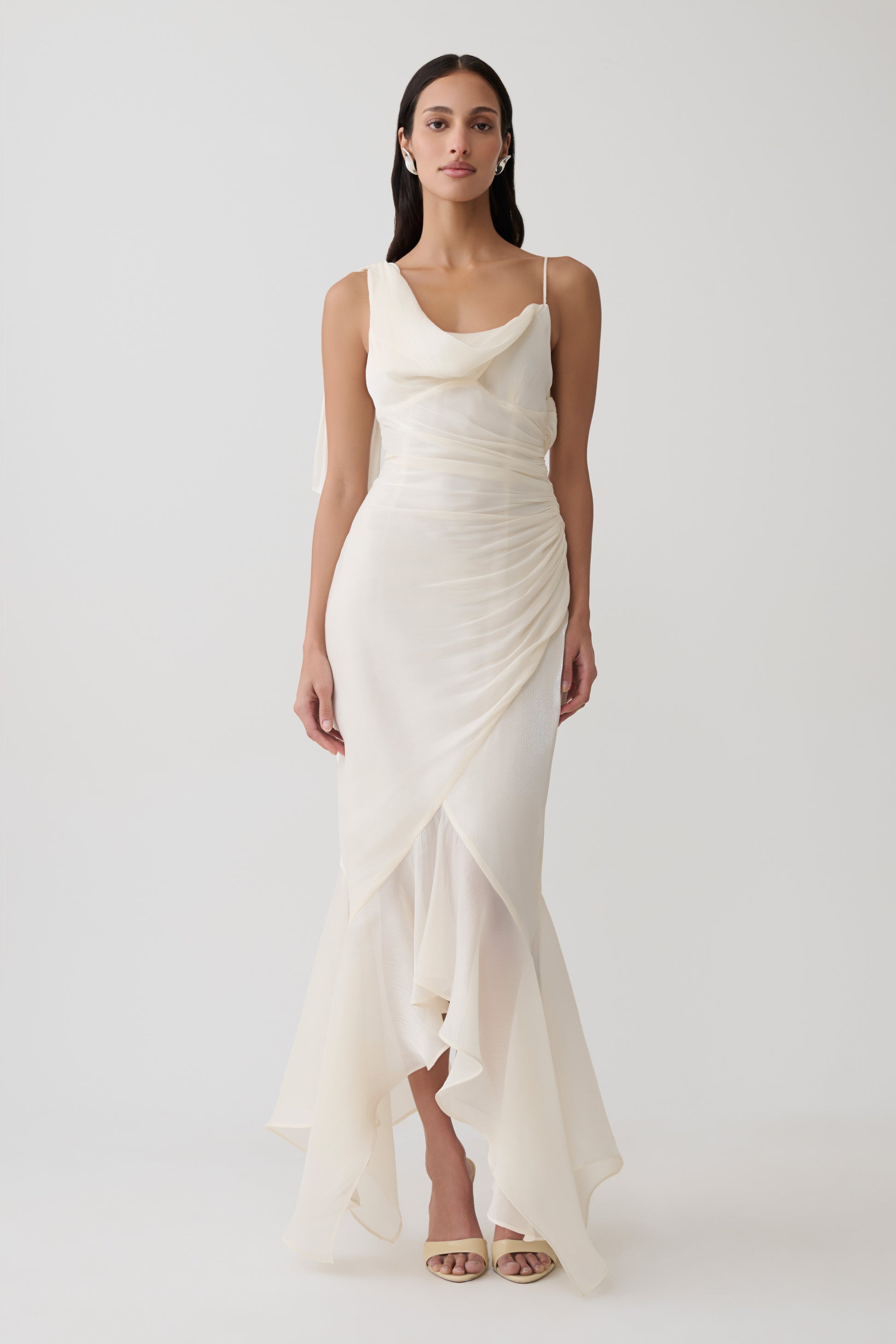 Edith Draped Maxi Dress - Ivory