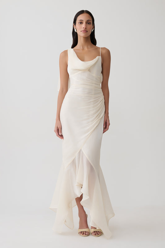 Edith Draped Maxi Dress - Ivory