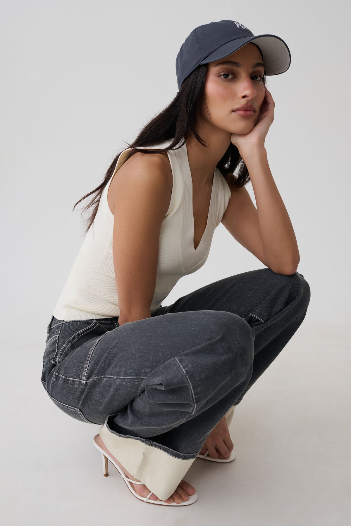 Hellen Cuff Denim Pants - Dark Grey #6